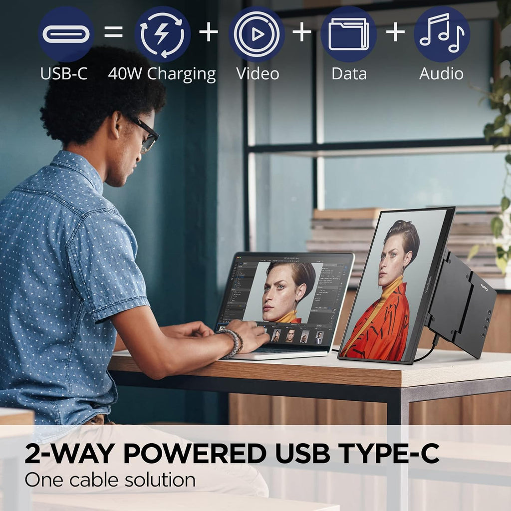 ViewSonic VP16-OLED 15.6' Portable 1080p OLED Monitor with 60W USB-C and mini-HDMI, and Ergonomic Stand(Renewed)