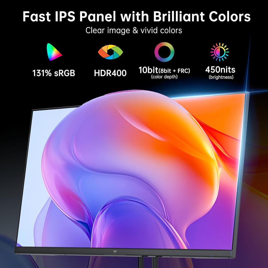 KTC 27 Inch Gaming Monitor - 2K QHD 2560 x 1440 Monitor, Up to 210Hz & 1ms, Bulit-in Speakers, Adaptive Sync, HDR400, 131% sRGB, IPS Monitors Gamer with HDMI 2.0 x 2 & DP1.4 x 2, H27T22C-3 (Renewed)
