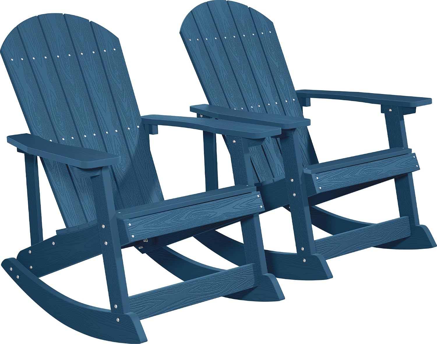 YEFU Outdoor Rocking Chair Set of 2,Adirondack Rocking Chair,Patio Rocker Chair with Wide Back,Oversized Rocker Chair Look Like Real Wood, for Lawn, Porch, Backyard, Indoor and Garden(Navy Blue)