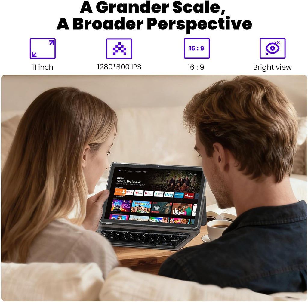 Tablet, Android 15 Tablets 11 Inch with Keyboard/Case, 12GB RAM, 128GB Storage Expandable to 2TB, Octa-Core, 12H Battery Life, 2 in 1 Tablets with Mouse for Learning, Gaming, Streaming