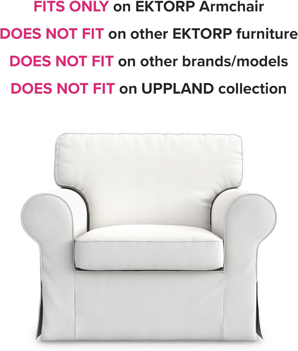 MASTERS OF COVERS Ektorp Armchair Cover for The IKEA Ektorp Chair Slipcover Replacement (Cool White)-Not Fit for Uppland Series Sofa (Armchair Cover Only!)
