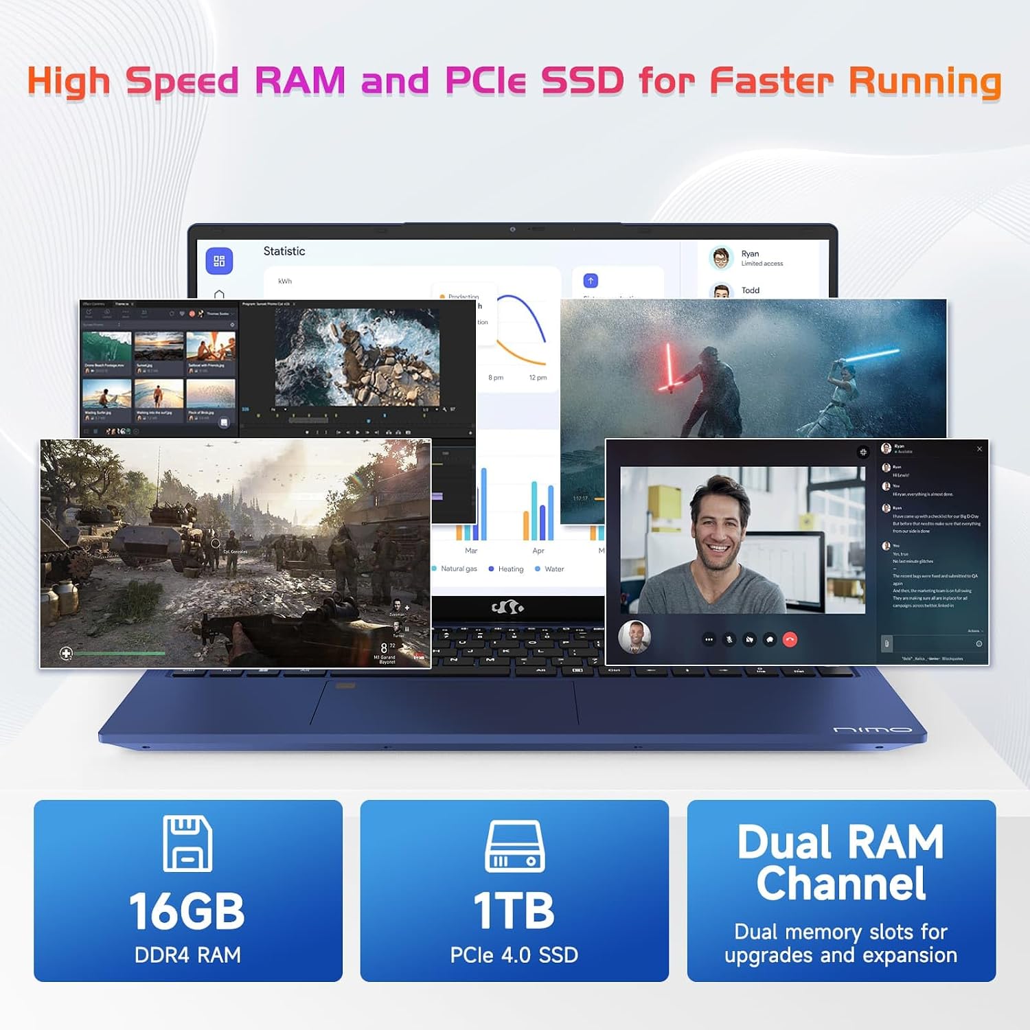 NIMO 17.3' IPS FHD-Business-Laptop, Intel 6 Core i3-1215U 16GB RAM 1TB SSD (Beat i5-1135G7 Up to 4.4GHz) Computer with 65W Type C Fingerprint Backlit Keyboard Wi-Fi 6 Numpad Win 11