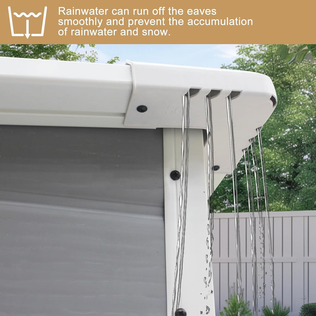 VINGLI 6x4.5 FT Outdoor Plastic Storage Shed, Patio Storage Bins with Weatherproof, Lockable Design with Large Capacity for Garden Tools, Light Grey