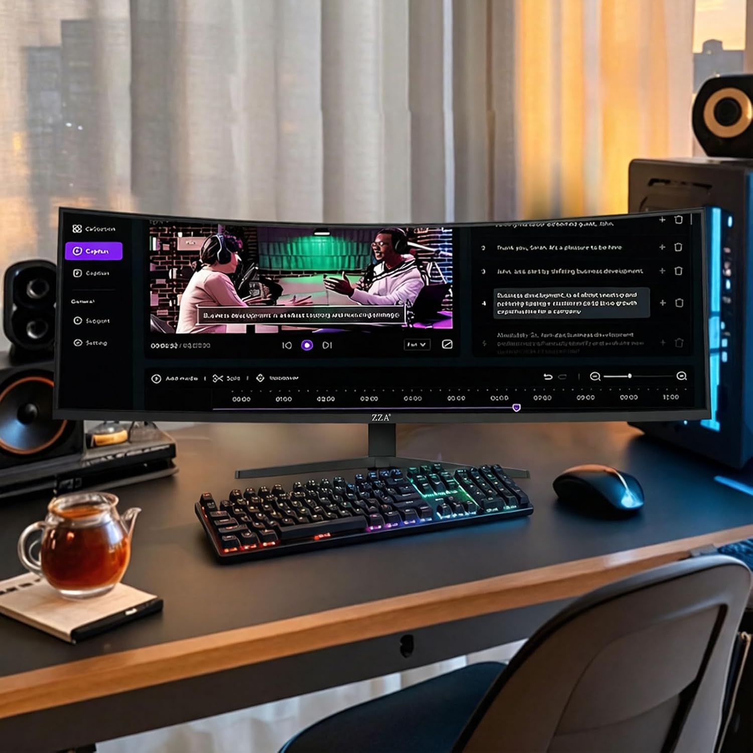 ZZA Ultrawide 49 Inch Curved Monitor 5K Large Computer Monitor 165Hz, DQHD 5120×1440 Curved 1500R AMD FreeSync 120% sRGB Height Adjustable, HDMI 2.1 & DP 1.4, VESA Mount – Black