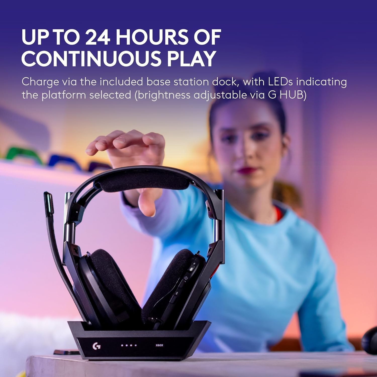 Logitech G Astro A50 Omni-Platform Wireless Gaming Headset + Base Station for PS5, Xbox, PC: PLAYSYNC Audio Switcher, <16 bit/48kHz (Console), <24 bit/48 kHz (PC), 2.4GHz & BT Black (Renewed)