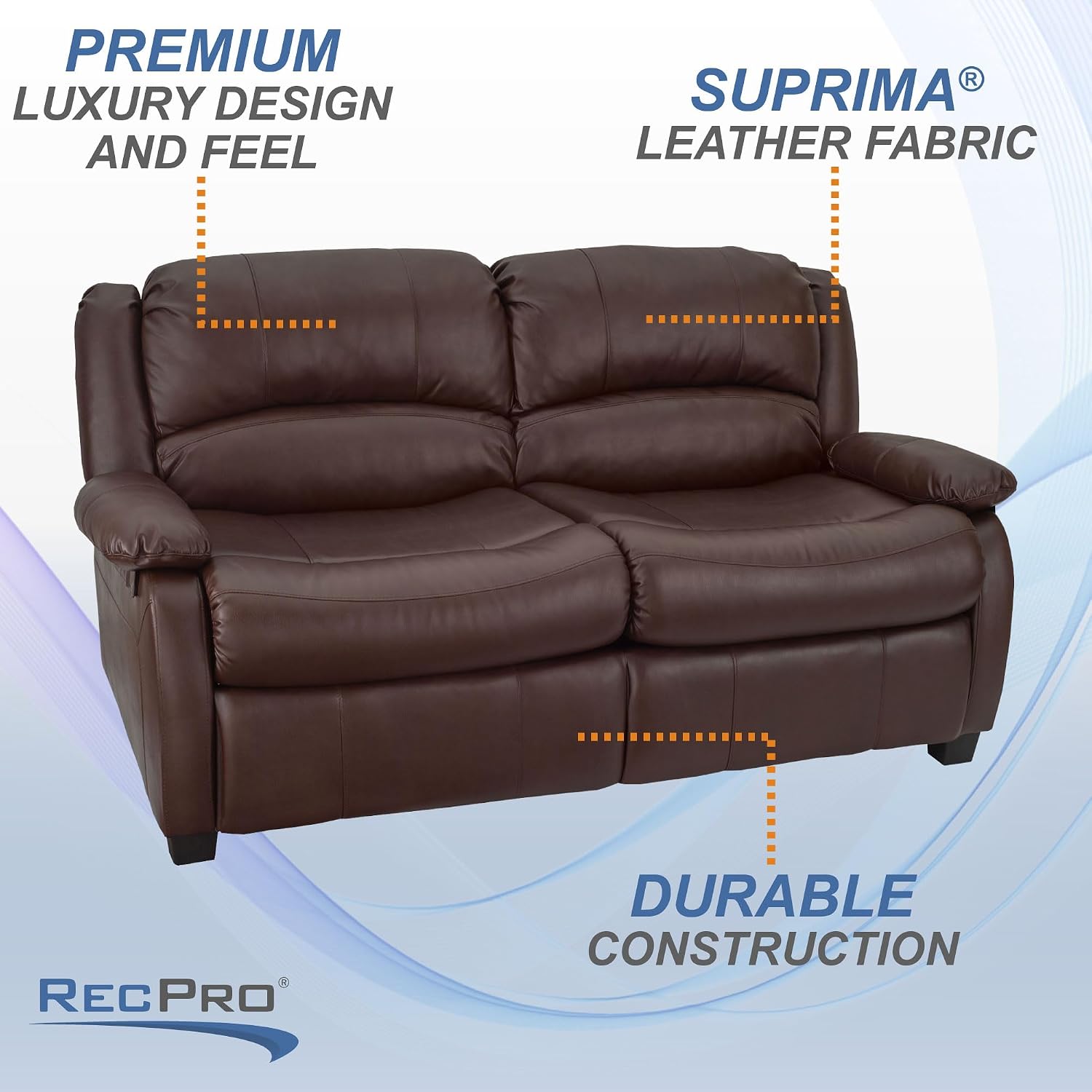 RecPro Charles Collection | 65' RV Hide A Bed Loveseat | Memory Foam Mattress | Sleeper Sofa | Pull Out Couch | RV Furniture | Slideout | Mahogany