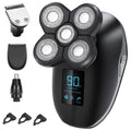 Electric Razor for Men, 5in1 digital display wet dry electric shaver men bald shaving machine beard hair trimmer body facial electric razor rechargeable (Color : Silver)