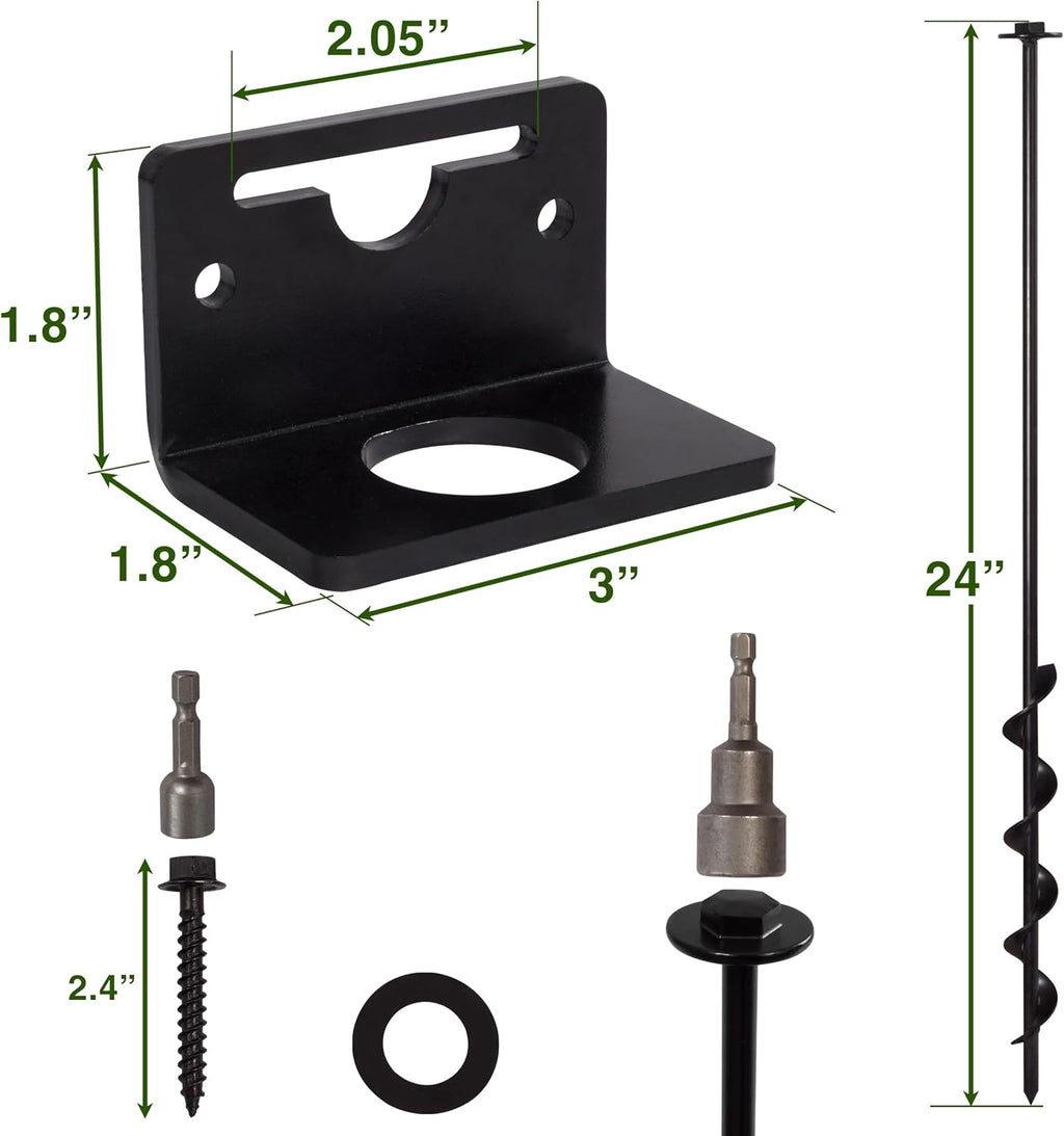24' Mobile Home Anchors - Ground Anchor Screw in with Brackets and Adapter for Drill - Earth Anchors - Storage Shed and Swing Anchor Kits