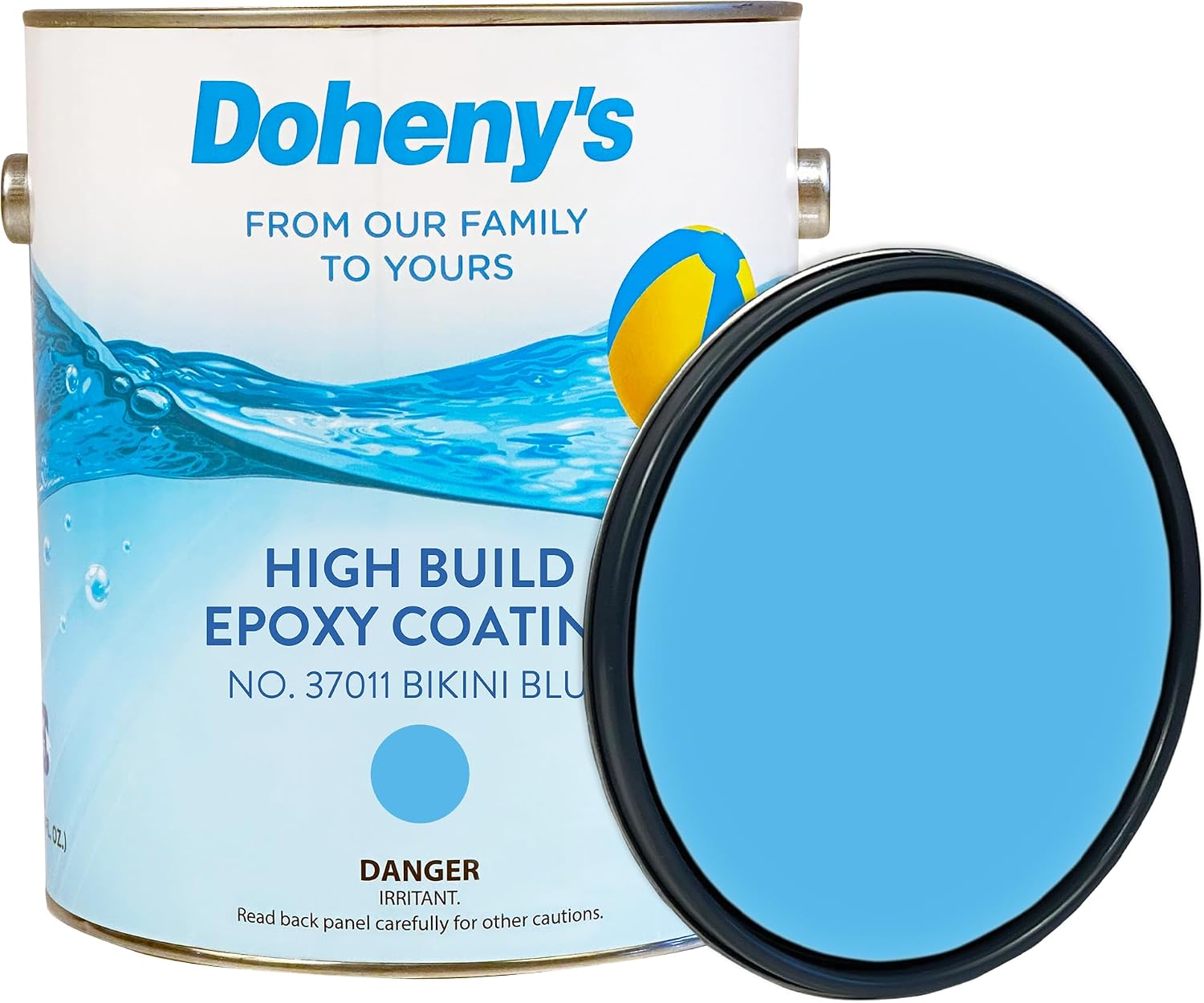 Doheny's Pro-Grade High Build Self-Priming Epoxy Swimming Pool Paint | Formulated for Excellent Stain, Chemical, and Abrasion Resistance | VOC Compliant (Bikini Blue)