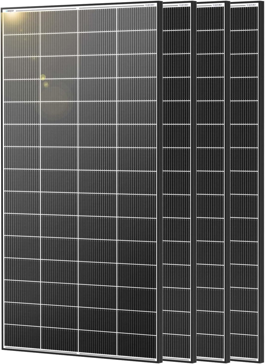 Renogy Solar Panels 1280 Watt, 4PCS 320W Solar Panel, N-Type 18BB Monocrystalline On/Off Grid, 25% Cell Efficiency IP68 Weatherproof Solar Module for 12/24 Volts PV System Homes Rooftop Farm Garden