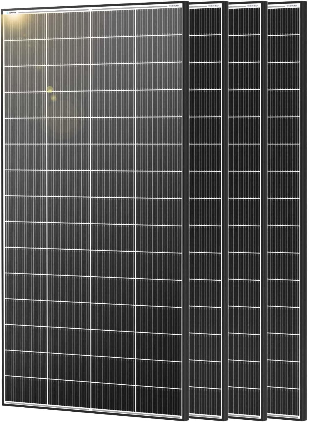 Renogy Solar Panels 1280 Watt, 4PCS 320W Solar Panel, N-Type 18BB Monocrystalline On/Off Grid, 25% Cell Efficiency IP68 Weatherproof Solar Module for 12/24 Volts PV System Homes Rooftop Farm Garden