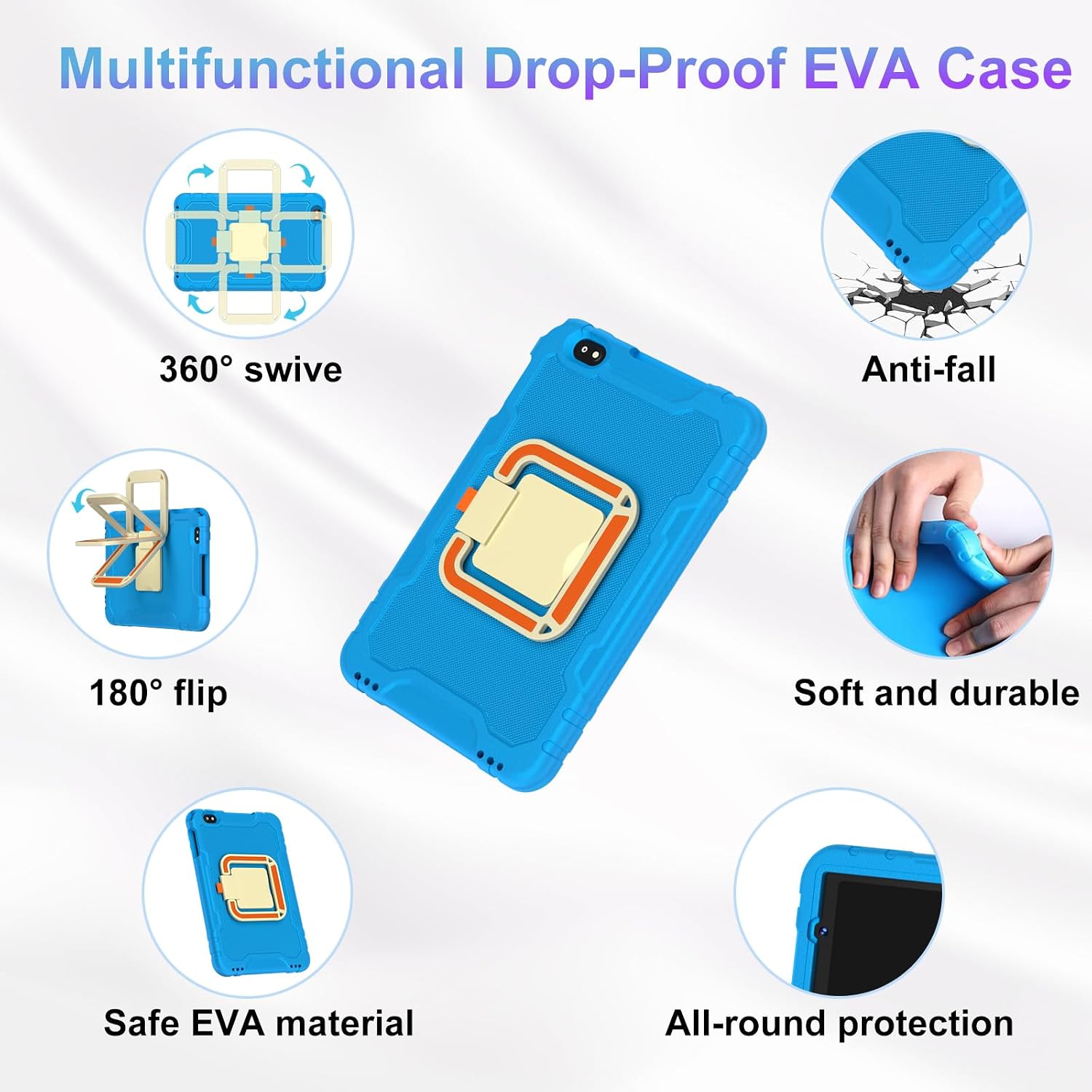 2026 Tablet 10 inch Android 15 Tablets 30GB RAM 128GB ROM 1TB Expand, 8000mAh Octa-Core Tablet with Drop-proof Case, Gemini AI, HD IPS Display, GPS, 5G WIFI, Split-screen, Widevine L1 -Metal Blue
