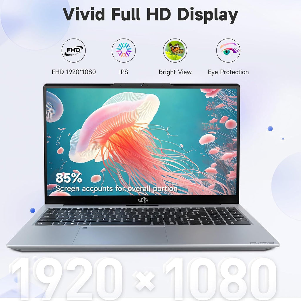 NIMO 17.3' IPS FHD-Laptop, Intel 6 Core I3-1215U 16GB RAM 512GB SSD (Beat R5 7520U, Up to 4.4GHz) Student Computer with 65W Type C Backlit Keyboard Fingerprint Wi-Fi 6, for Home and Business