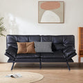 Black Faux Leather Futon Convertible Couch Bed Folding Memory Foam Sleeper Loveseat Adjustable Lounge Futon Sets Sofabed for Living Room,Apartment,Dorm,Office