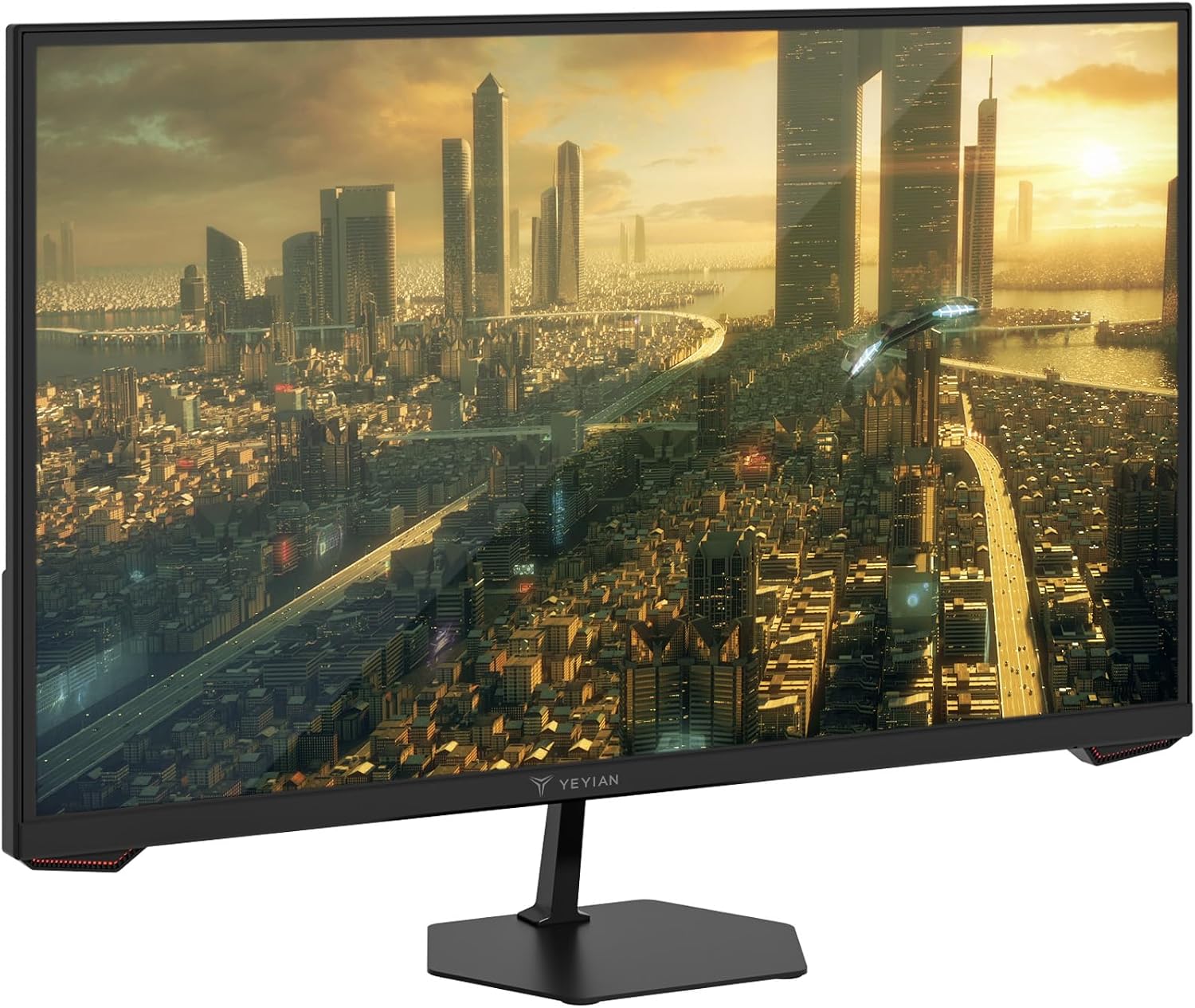 YEYIAN 27' Gaming Monitor 1080p FHD, 180Hz Fast IPS, 1ms Response, 97% sRGB, HDR10, FreeSync & G‑Sync Compatible, Ultra‑Slim Bezel, HDMI 2.0 + DP 1.4, 178° Wide View, Tilt Adjustable