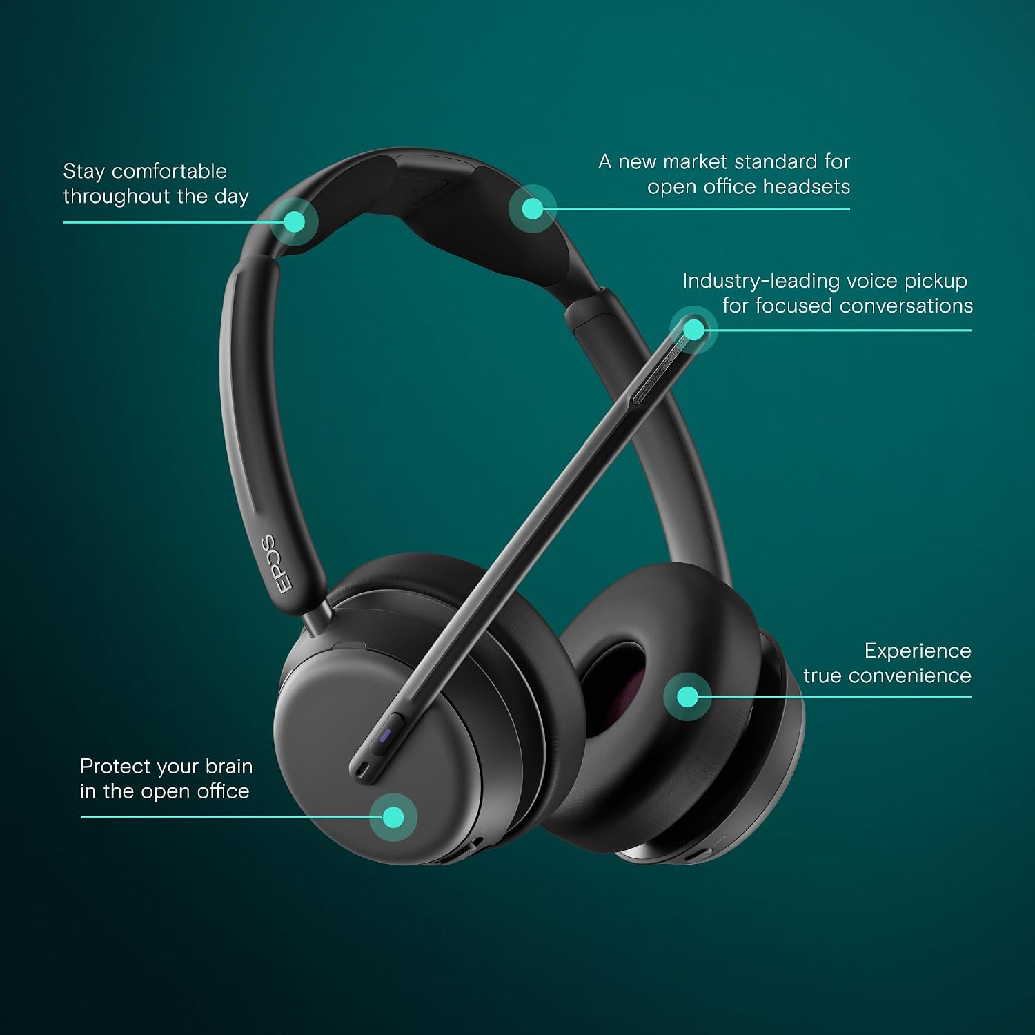 EPOS Impact 1061T ANC - Premium Open Office Headset with Hybrid Adaptive ANC, EPOS AI™ Microphone Technology, and Multipoint Connectivity