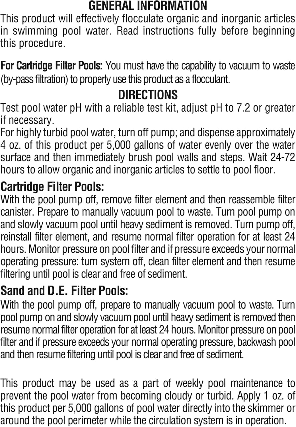 Pool Mate 1-Quart 12-Pack Premium Drop Down Liquid Flocculant, Pool Clarifier, Made in USA