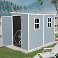 Ball & Cast 8x4 FT Resin Outdoor Storage Shed with Waterproof Floor and 2 Window,Garden Organizer Tool House w/Lockable Doors & Ventilation,Cabinet for Patio,Lawn,Grey