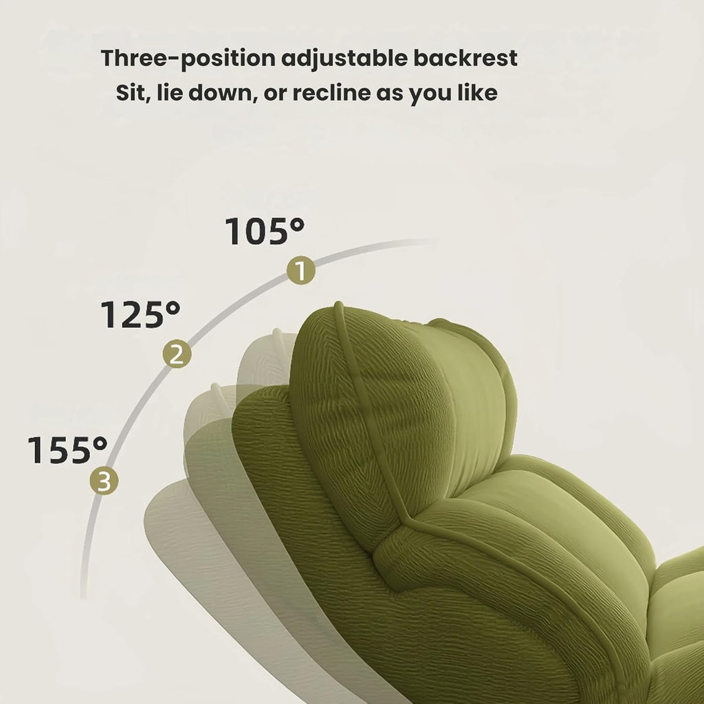 Sofa Rocking Chair Metal Frame with Adjustable Backrest Comfortable Decorative Chair Modern Ergonomic Sofa for Living Room Bedroom (Green)