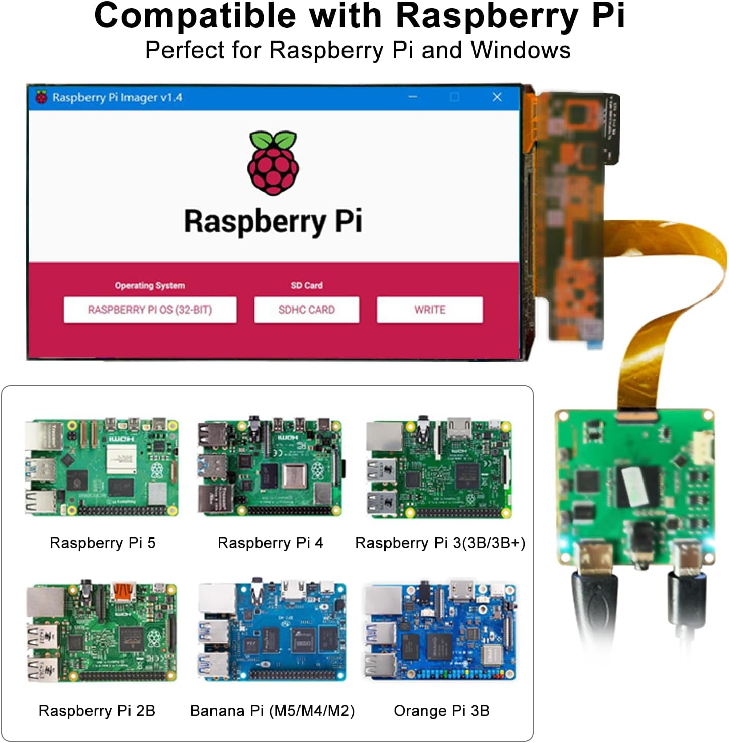 wisecoco AMOLED Display 7 Inch FHD 90Hz High Refresh Rate 850 Nits High Brightness IPS Touch Panel for Raspberry Pi 5/4 Laptop Camera Switch PS4/5 Gaming Display DIY Screen