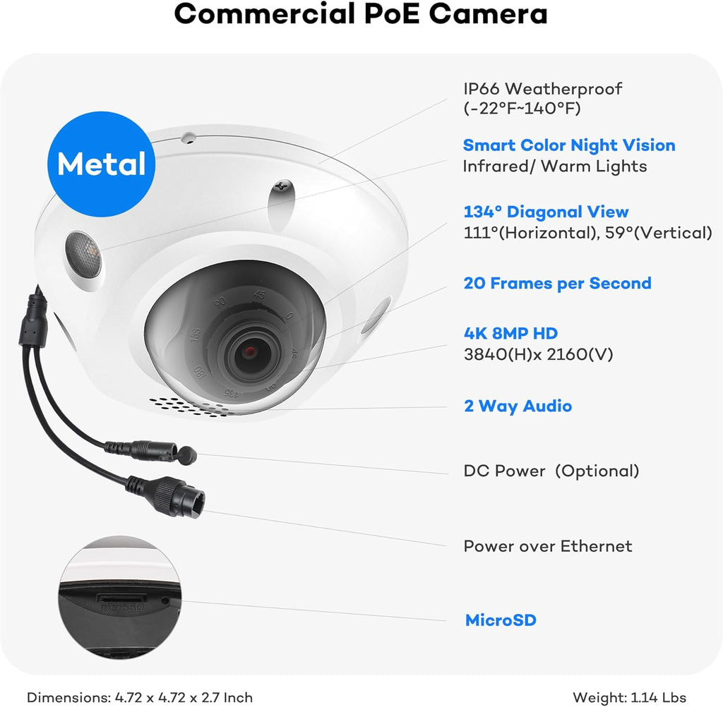 ONWOTE 12MP NVR 32 Channel Security Camera System, Face Recognition& AcuSearch, 20x 4K 8MP Vandal-Proof PoE IP Cameras, 2 Way Audio, 32CH 6K Commercial NVR 8TB, 20 Cables-1860ft, 4 HDD Support 40TB