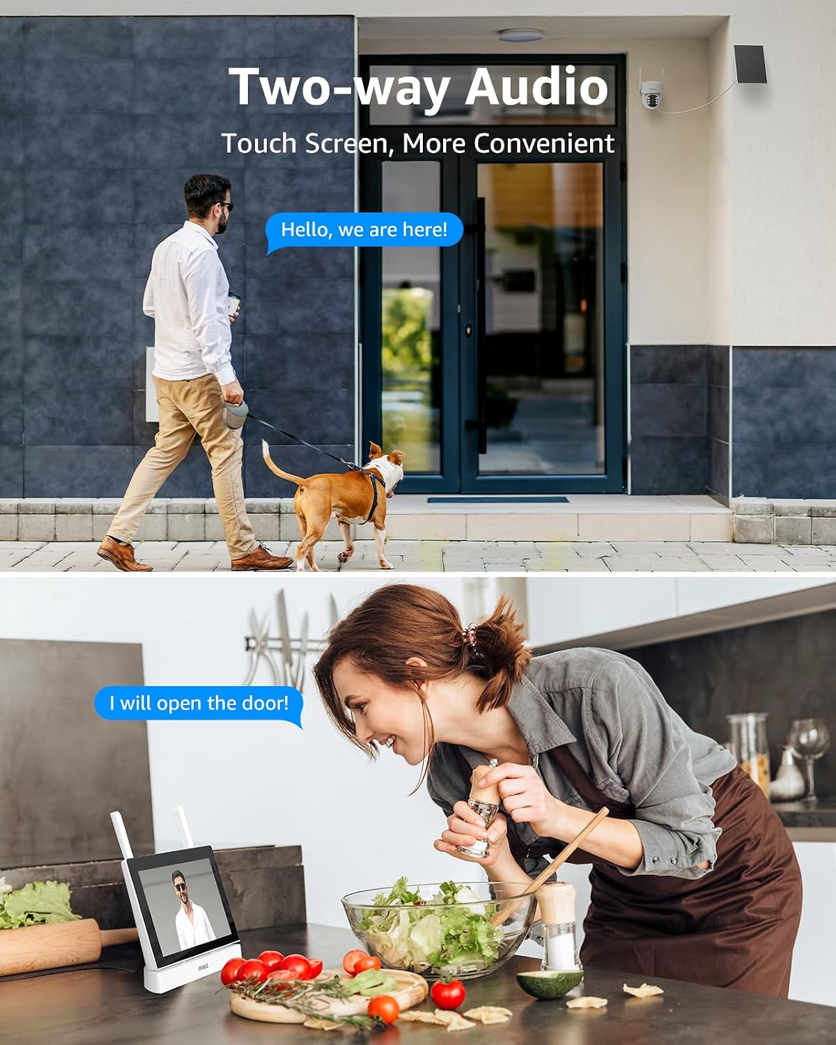 ANNKE Wireless Security Solar Camera System with 7'' IPS Touch Screen, 2 X 4MP Camera Equipped with Solar Panels, Human Detection, 360°Pan & Tilt, 2-Way Audio
