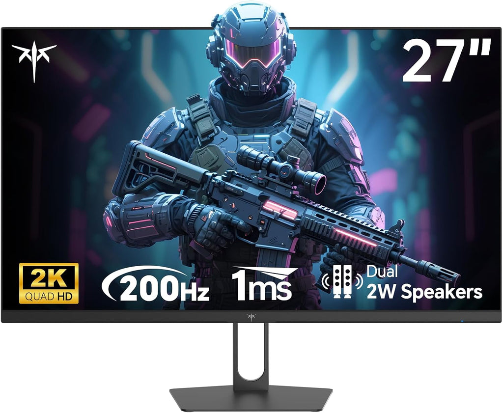 KTC 27 Inch Gaming Monitor - 2K QHD 2560 x 1440 Monitor, Up to 210Hz & 1ms, Bulit-in Speakers, Adaptive Sync, HDR400, 131% sRGB, IPS Monitors Gamer with HDMI 2.0 x 2 & DP1.4 x 2, H27T22C-3 (Renewed)