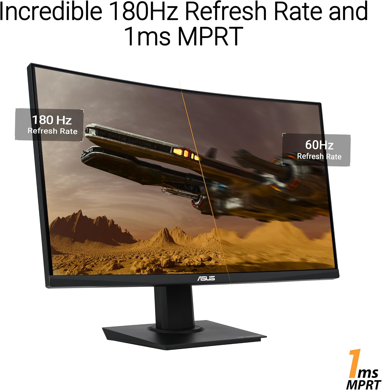 ASUS TUF Gaming 24' (23.6 inch viewable) Curved Monitor (VG24VQER) – FHD, 180Hz, 1ms, DCI-P3 90%, Extreme Low Motion Blur Sync, FreeSync, Shadow Boost, Eye Care, DisplayWidget Center, 3yr Warranty