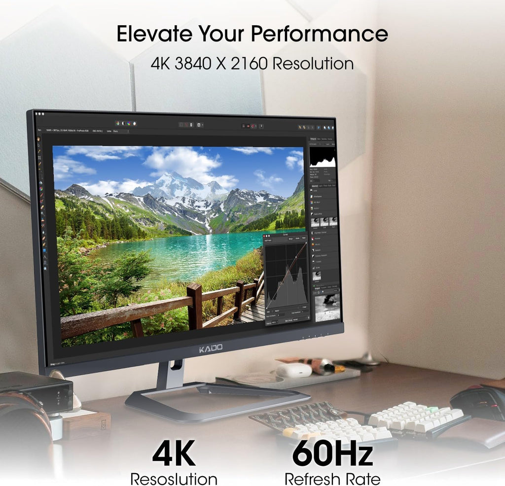 Kado Dual Monitor Setup - 2-Pack 32' 4K 3840x2160 Computer Monitor 60Hz UHD VESA Mount HDMI Office Gaming Built-in Speakers (U32 Dual Series)