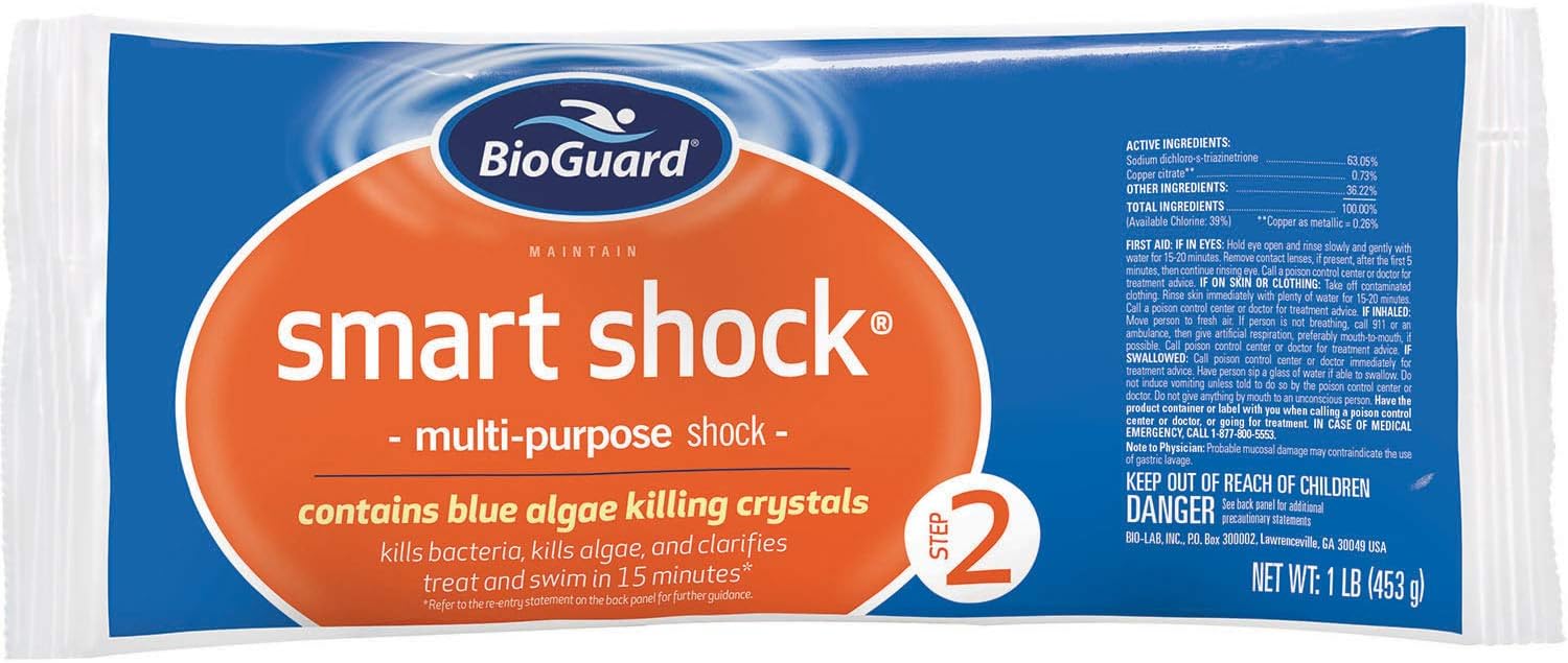 BioGuard Smart Shock 1 lb, Pack of 12, Algae Preventative, Swimming Pool Clarifier, Pool Shock Treatment, Multi-Purpose Shock for Pool Maintenance