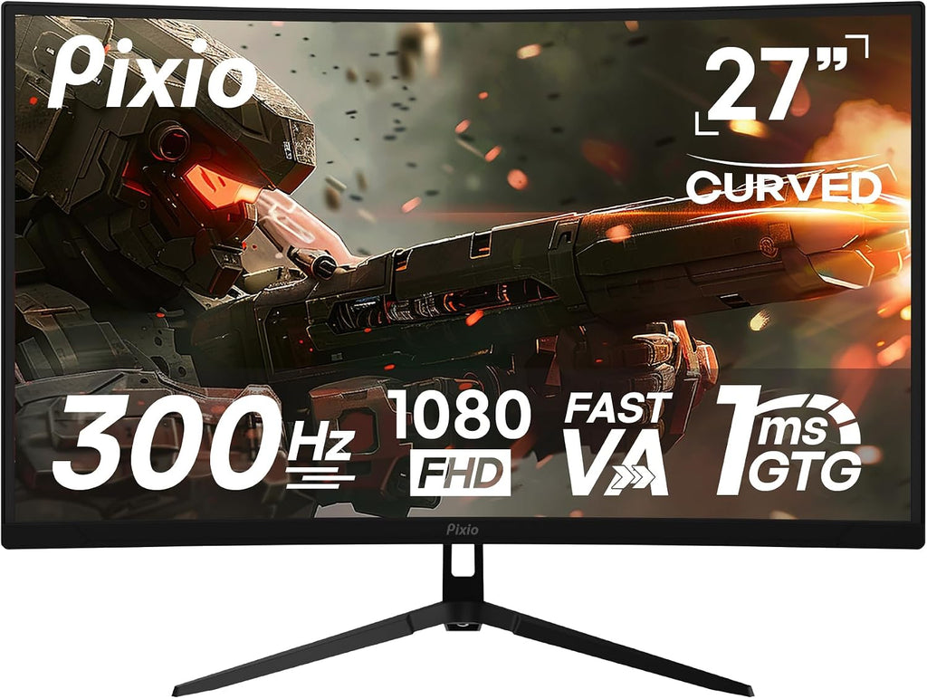 Pixio PXC279 Wave 27 inch 300Hz Refresh Rate FHD 1080p Resolution 1650R Curved Fast VA Panel 1ms GTG Response Time Adaptive Sync HDR Curved Gaming Monitor