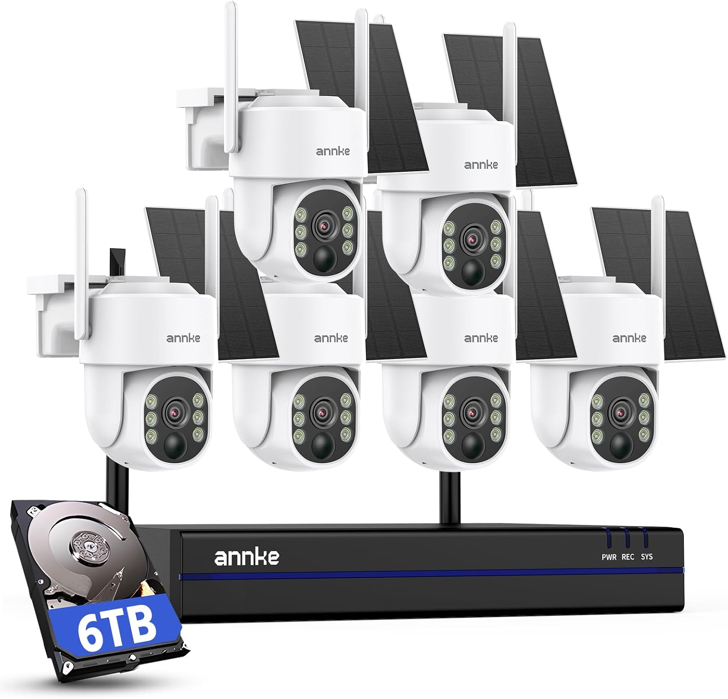 ANNKE Outdoor Wireless Home Camera, 16CH Expandable 4K NVR with 4MP Cameras, 6TB HDD, WiFi Security Camera System, 9000mA Battery, Human Detection, Color Night Vision, Up to 256G Storage, 2 Way Audio
