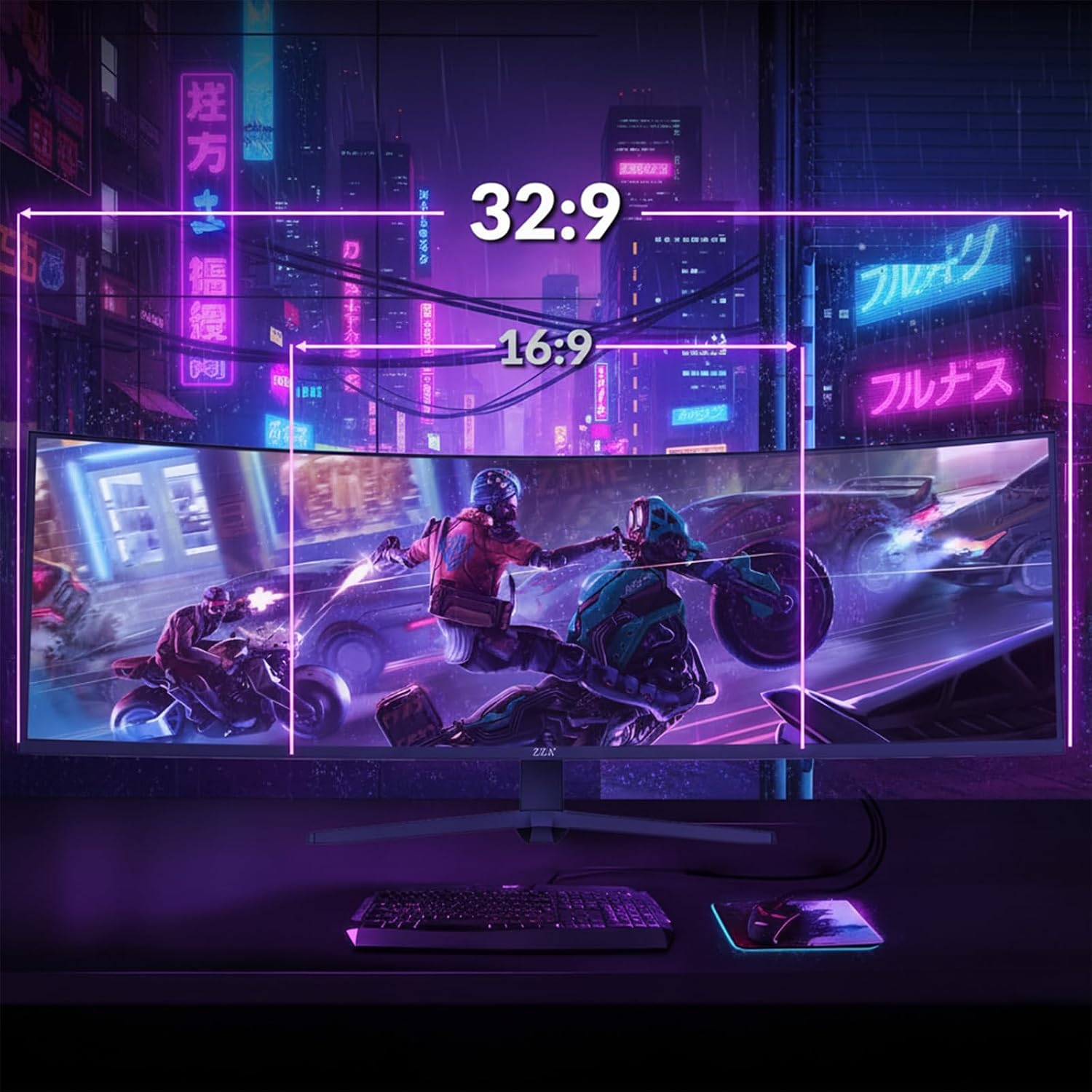 ZZA 49' Curved Gaming Monitor, 5K UHD (5120x 1440) VA Display, 1500R Immersion, 165Hz Refresh Rate, Advanced Computer Screen, Supports AMD FreeSync Premium, 120% sRGB Color Gamut,HDMI 2.0/DP1.4