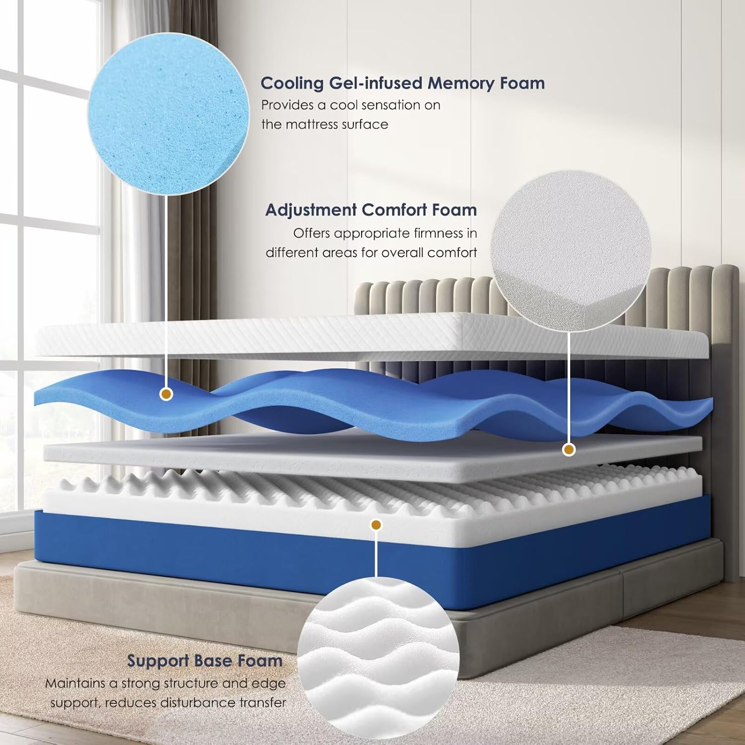Twin Mattress, 12 Inch Green Tea Gel Memory Foam Mattress Twin, Cooling Gel Infused Mattress for Pressure Relief, Bed in a Box CertiPUR-US Certified & Fiberglass Free, Washable Cover