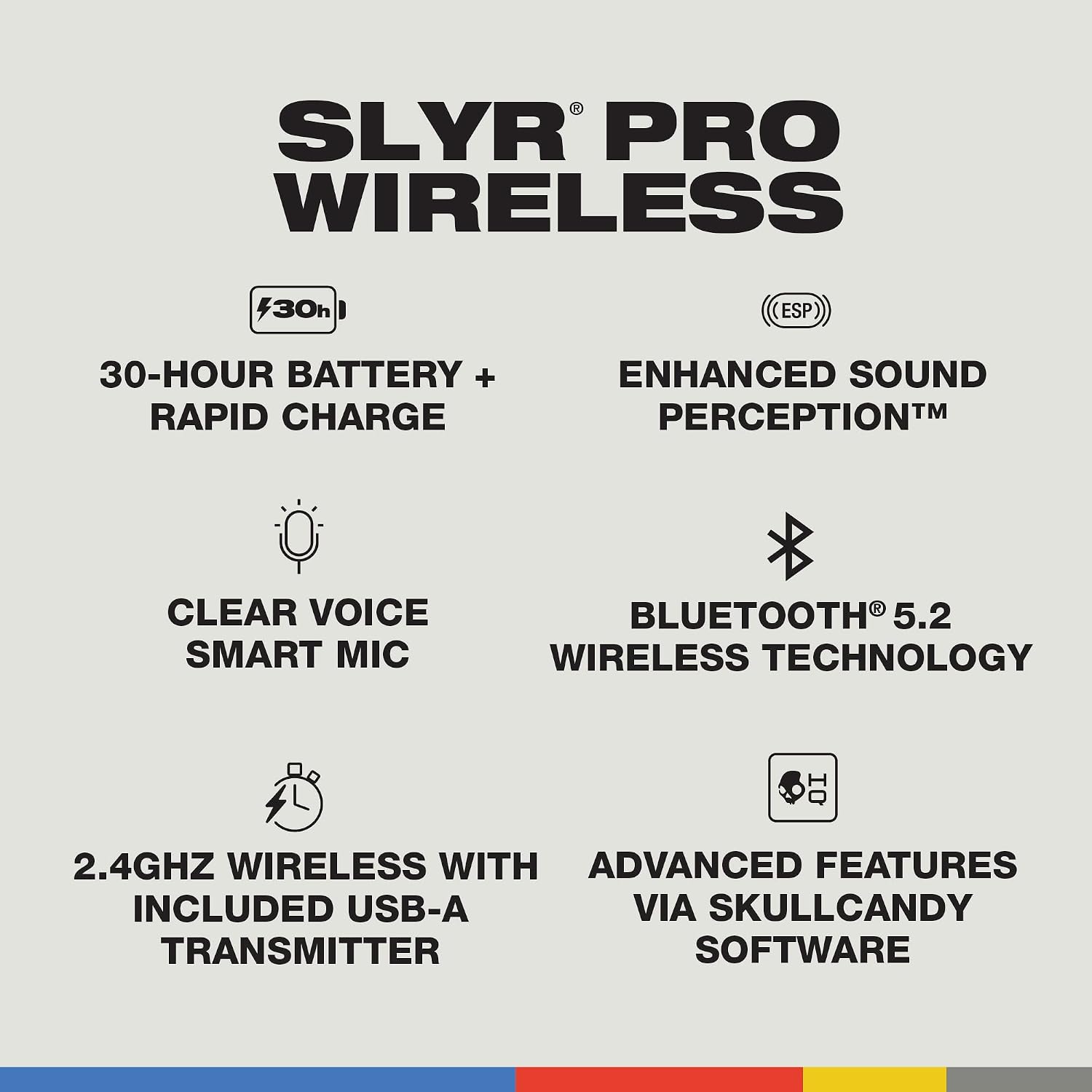 Skullcandy SLYR Pro Wireless Multi-Platform Gaming Headset, Bluetooth Headphones, 24 Hrs Battery, PC, Xbox, PlayStation, Nintendo Switch, 2.4GHz Low Latency Wireless Transmitter Included - Black/Green