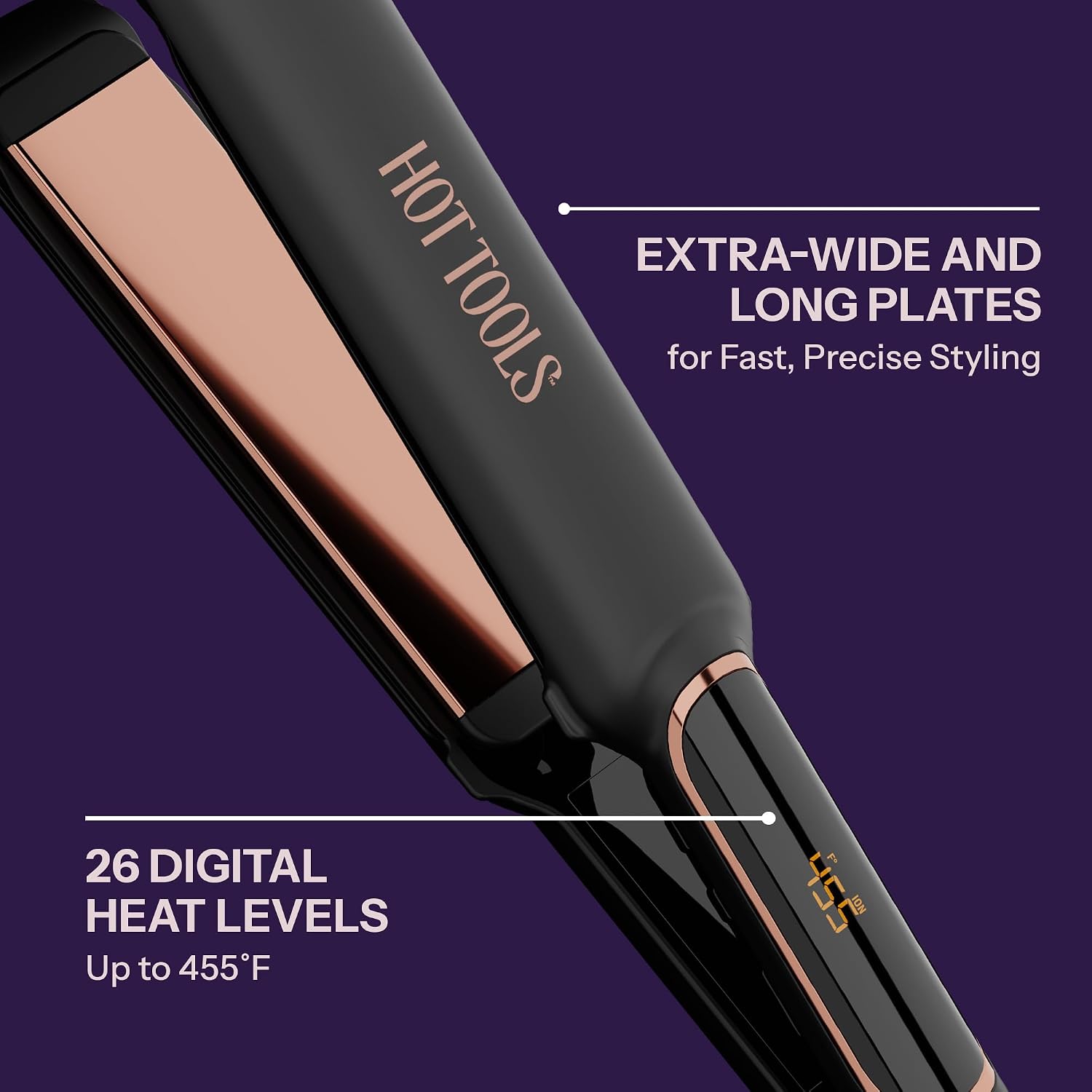 HOT TOOLS Professional Rose Gold Digital Extra Long Flat Iron, 1-1/2 inch