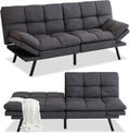 Opoiar Futon Sofa Bed Modern Memory Foam Sleeper Sofa Convertible Grey Couch Adjustable Armrest&Backrest Leather Futon for Living Space,Apartment,Office Sofabed