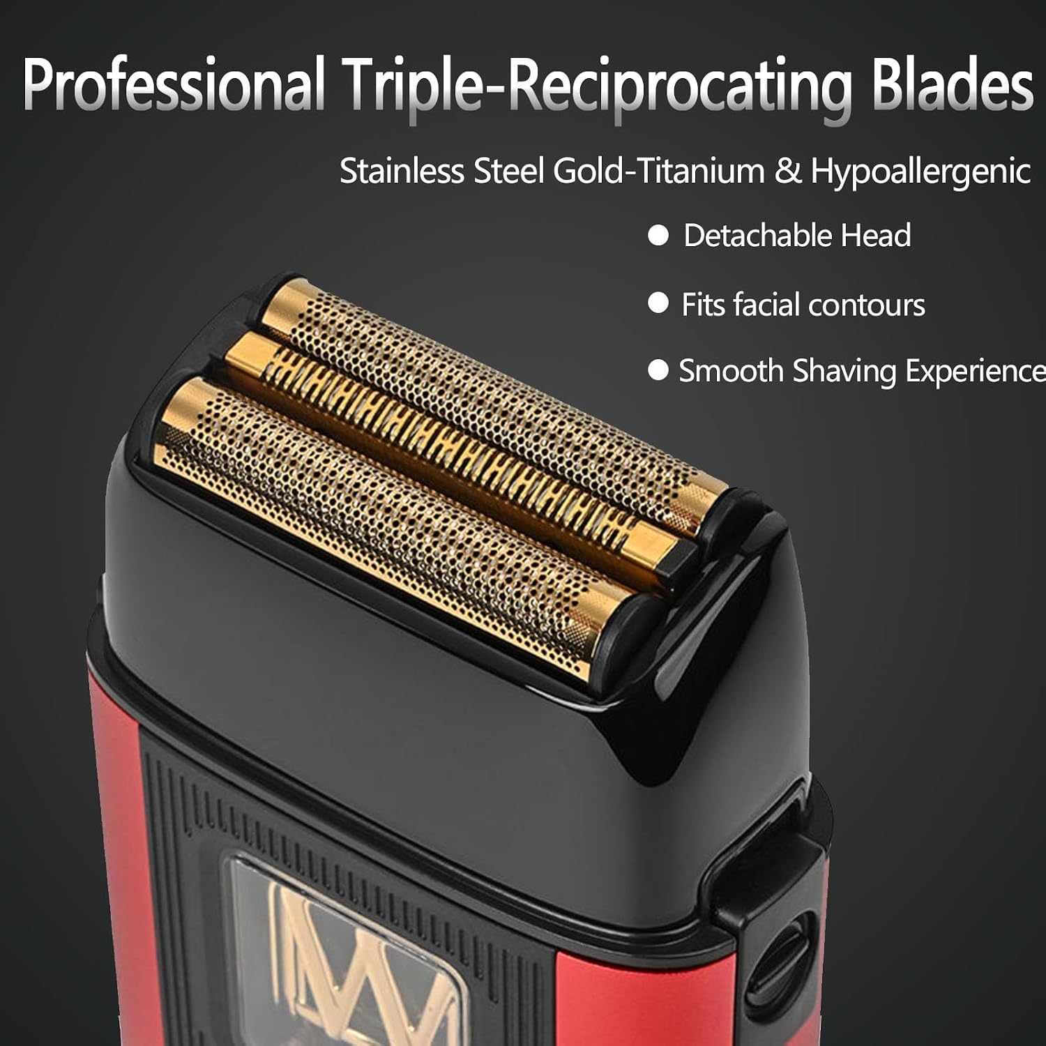 WMARK Electric Foil Shavers for Men Electric Razor for Men Beard Shaver Cordless Maglev Vector Motor 10000RPM, Stainless Steel Gold-Titanium Coating 3 Floating Blades, USB-C Rechargeable NG-XS1