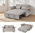 Loveseat Sleeper Sofa, 3 in 1 Convertible Sofa Bed, Adjustable Backrest Comfy Pull Out Couch, Modern Upholstered Sofa for Living Room Bedroom Apartment Small Space (Grey with Side Table)