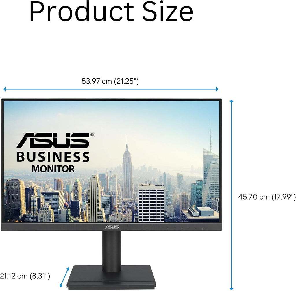 ASUS 24' 1080P Business Monitor (VA24DQFS) - IPS, 100Hz, 1ms, Adaptive-Sync, HDMI, DisplayPort, VGA, for Working and Gaming, Ergo Design, Blue Light Filter, Flicker Free, 3 yr Warranty TAA Compliant