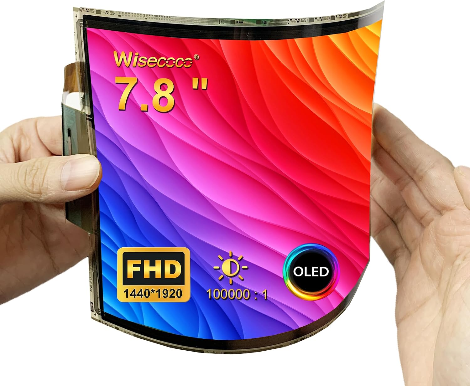 wisecoco 7.8 inch Flexible Display Curved Bendable Screen FHD 1440 * 1920 AMOLED Display with HDMI Driver Board OLED Monitor Without Enclosure Kit for DIY Prototype Demo