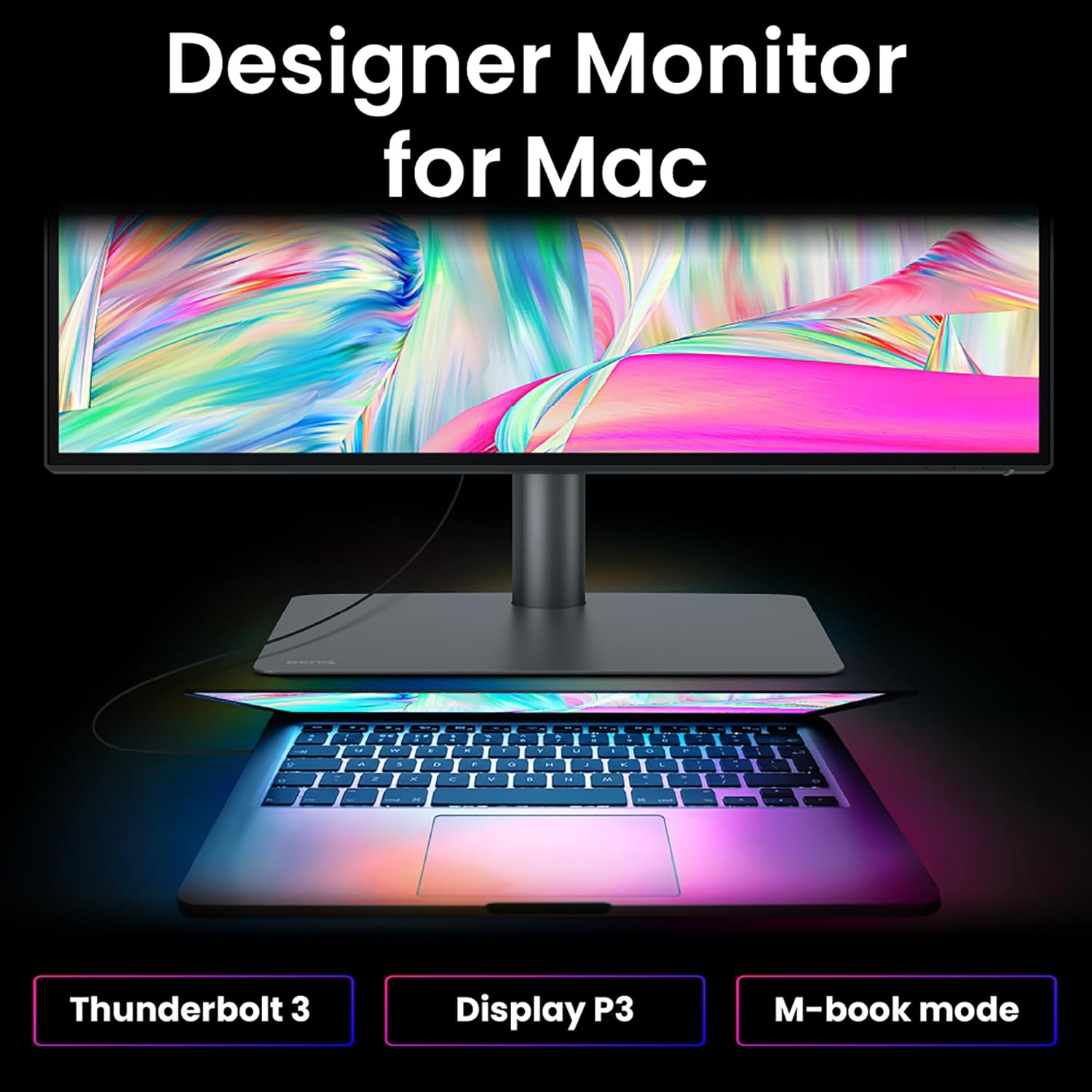 BenQ PD3225U 32 Inch 4K IPS UHD Thunderbolt Monitor for MacBook, AQCOLOR, 98% P3 100% sRGB & Rec.709 Uniformity, Factory Calibration, USB-C 85W, USB Hub, Daisy Chain, KVM Switch (Renewed)