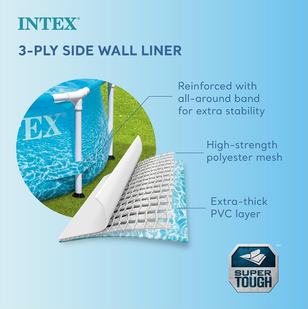 Intex 28206EH Large Round Above Ground Swimming Pool with Reinforced Sidewalls and Metal Frame for Backyard or Outdoor Use, 10 Foot by 30 Inch