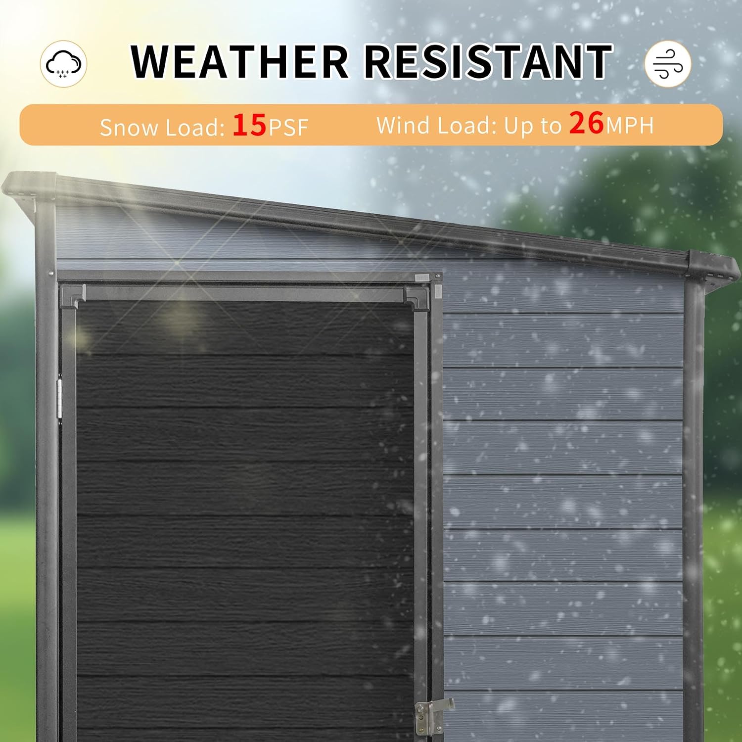 4x8FT Resin Outdoor Storage Shed with 2 Windows, Outdoor Storage Shed with Floor Lockable Door for Garden Tools, Bicycles, Trash Cans, Gray+Black (4x8 FT Steel)