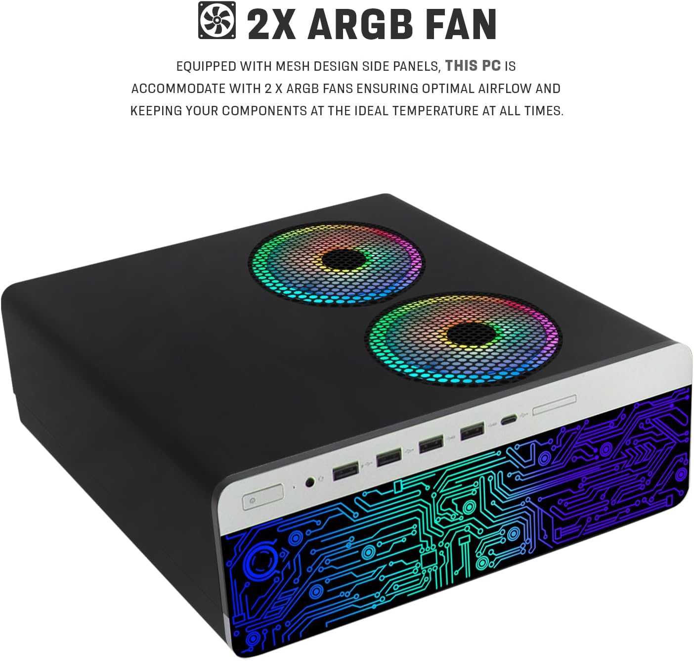 TechMagnet HP G3 Desktop RGB Computer PC Intel i7-6th Gen, 16GB DDR4 Ram 512GB SSD, Dual 24-inch Curved Monitor, GT 1030, RGB Speaker, Gaming Keyboard Mouse, 2X ARGB Fan WiFi, Windows 11 Pro (Renewed)