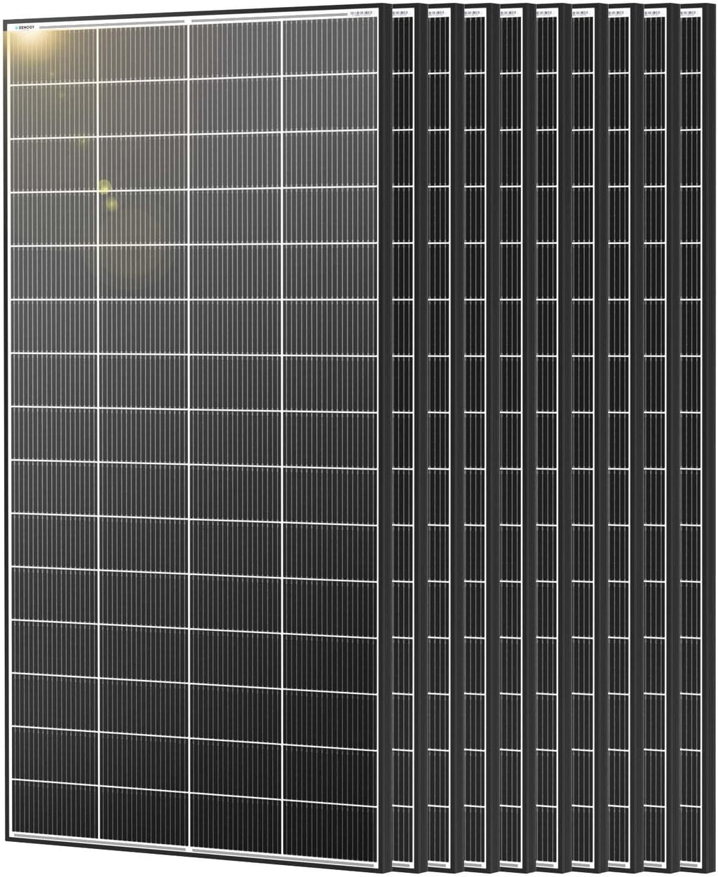 Renogy Solar Panels 3200 Watt, 10PCS 320W Solar Panel, N-Type 18BB Monocrystalline On/Off Grid, 25% Cell Efficiency IP68 Weatherproof Solar Module for 12/24 Volts PV System Homes Rooftop Farm Garden