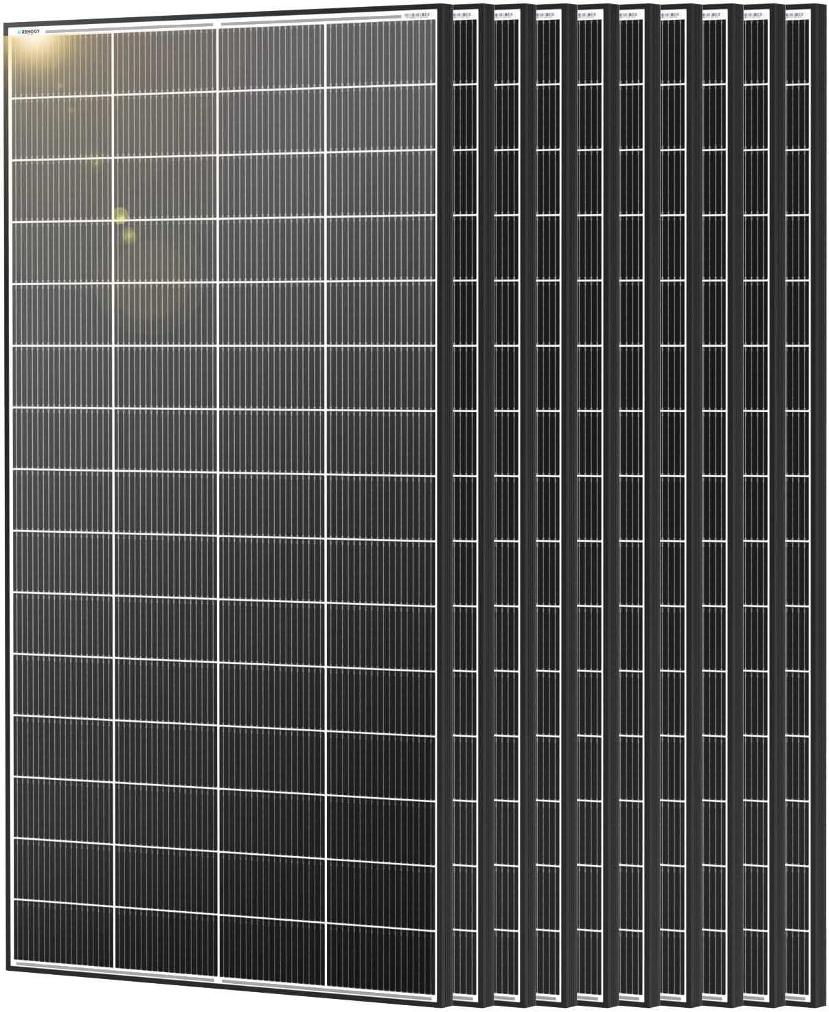 Renogy Solar Panels 3200 Watt, 10PCS 320W Solar Panel, N-Type 18BB Monocrystalline On/Off Grid, 25% Cell Efficiency IP68 Weatherproof Solar Module for 12/24 Volts PV System Homes Rooftop Farm Garden