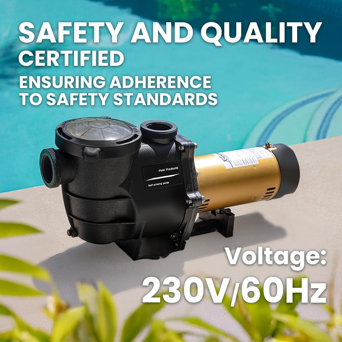 XtremepowerUS 2.0HP Swimming Pool Pump Self Prime for Above Ground/Inground 5850GPH 2' NPT Fitting Slip-On Fitting Adapter Set