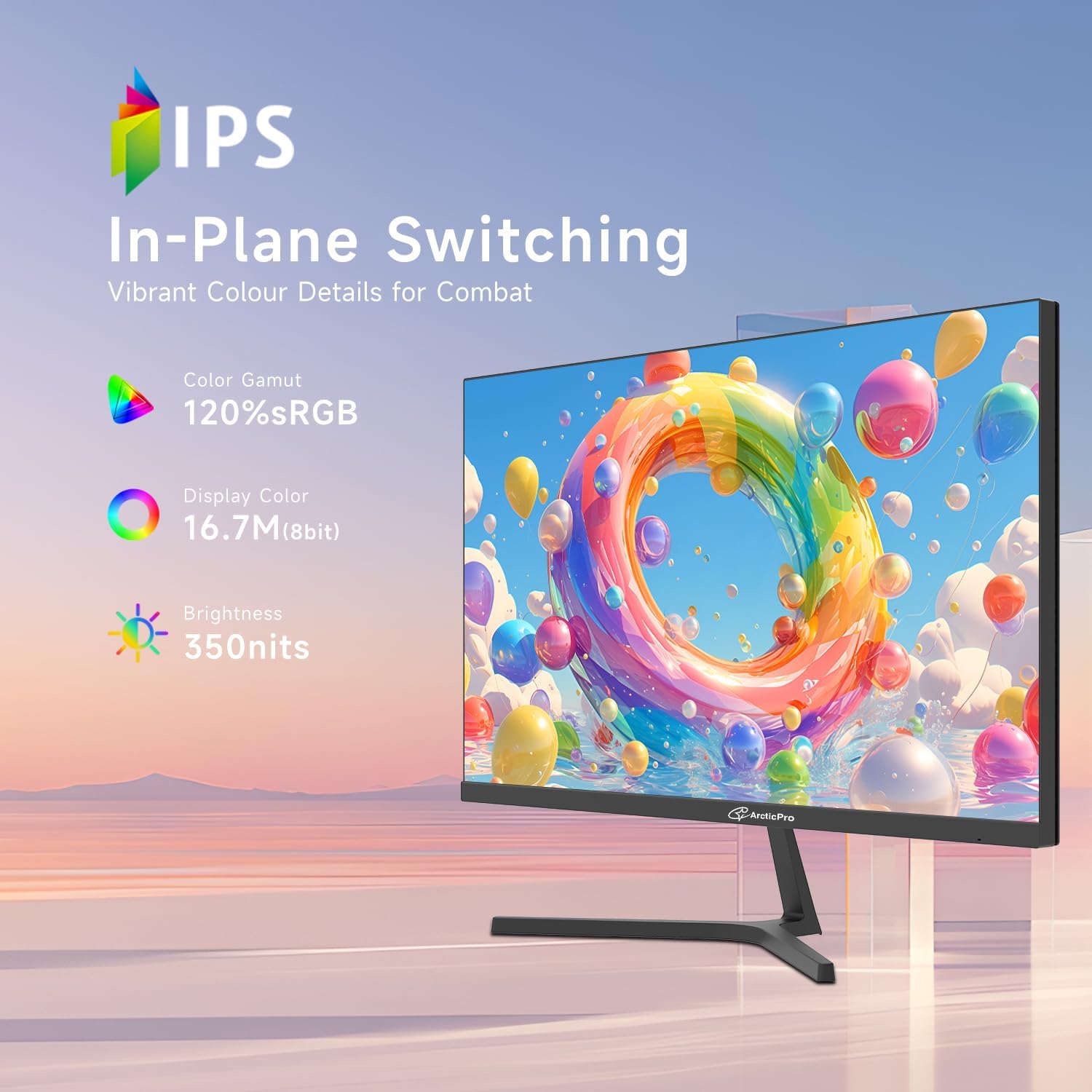 ArcticPro 24.5 inch 320Hz/300Hz/240Hz Gaming Monitor, FHD 1080p Computer Monitor, 1ms, IPS Panel, Adaptive sync, NTSC 85%, sRGB 120%, Ultra Slim, DP x2, HDMI x2, VESA, with DP Cable up to 320Hz