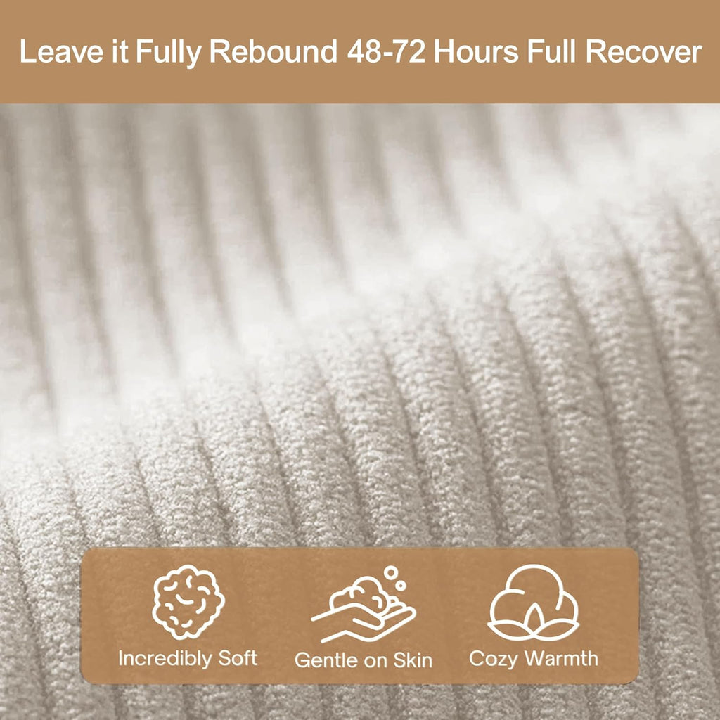 BSHOMGI 4 in 1 Futon Sofa Bed Queen Size - Foldable Convertible Sleeper Sofa Couch, Removable Washable Corduroy Cover, Space Saving Floor for Living Room (Beige, 53.15' Double Sofa)